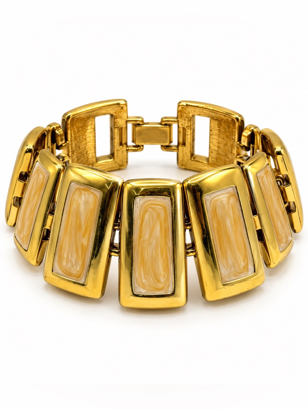Napier Gold-Tone Bracelet with Swirled Cream Inlays